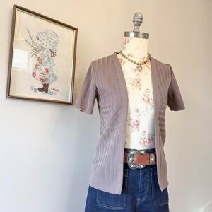 Bleeker‎ Street 70s knit cardigan taupe womens xs
